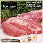 Beef CHUCK Wagyu Tokusen marbling 4-5 aged frozen PORTIONED 4cm 1.5" (price/pc 1kg)